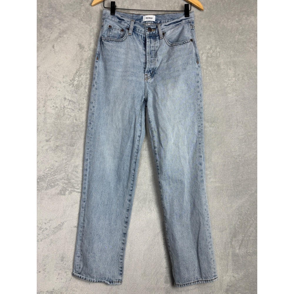 Pistola High Rise Straight Leg Light Wash Denim Jeans Size 27 Baddie Minimalist
